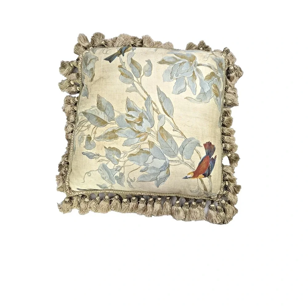 Windsong Heritage House Bird Leaf‎ Pillow Tassel Fringe 17
